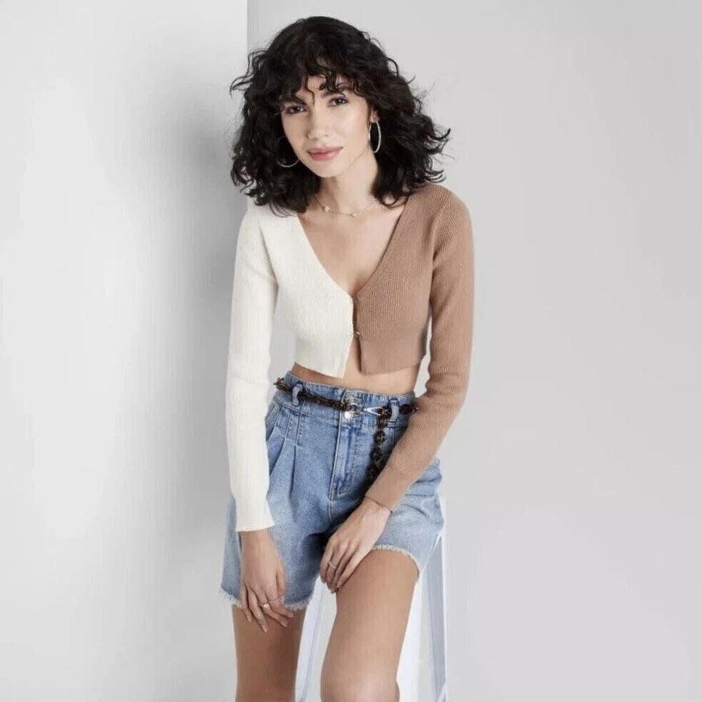 Wild Fable | Two-Tone Cropped Cardigan - XL - Picture 2 of 6